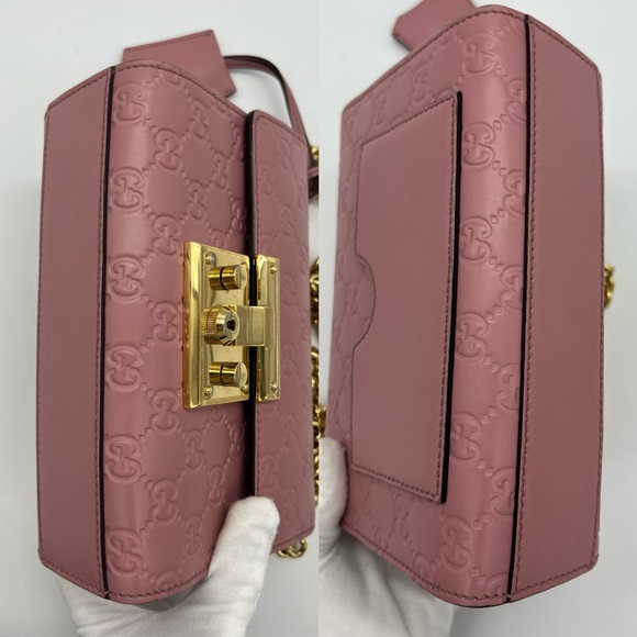 ❌SOLD❌Authentic Gucci pink Guccissima small padlock chain bag - Picture 7 of 16